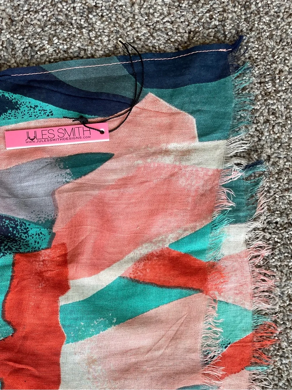 Jules Smith semi sheer lightweight Scarf - abstract Pink, Teal, Coral, Navy NWT